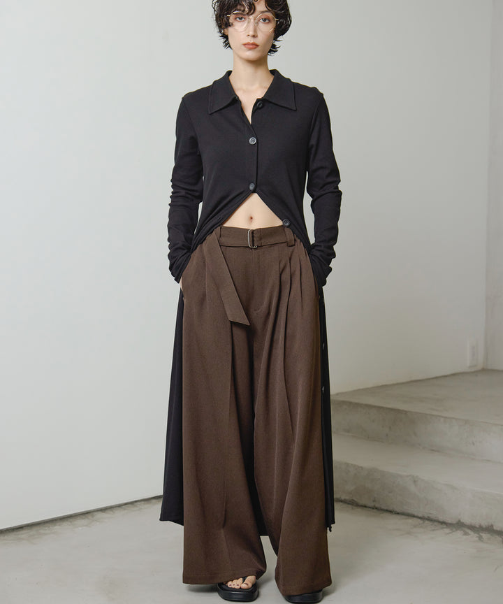 (eliuu)Twill Tuck Belt Slacks