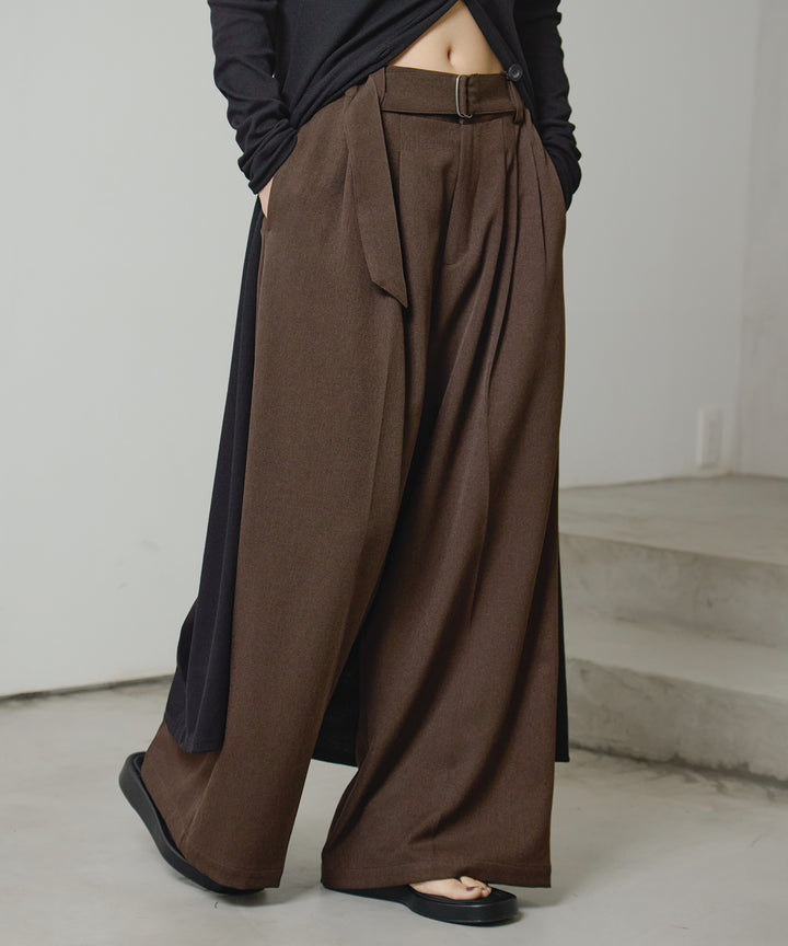 (eliuu)Twill Tuck Belt Slacks