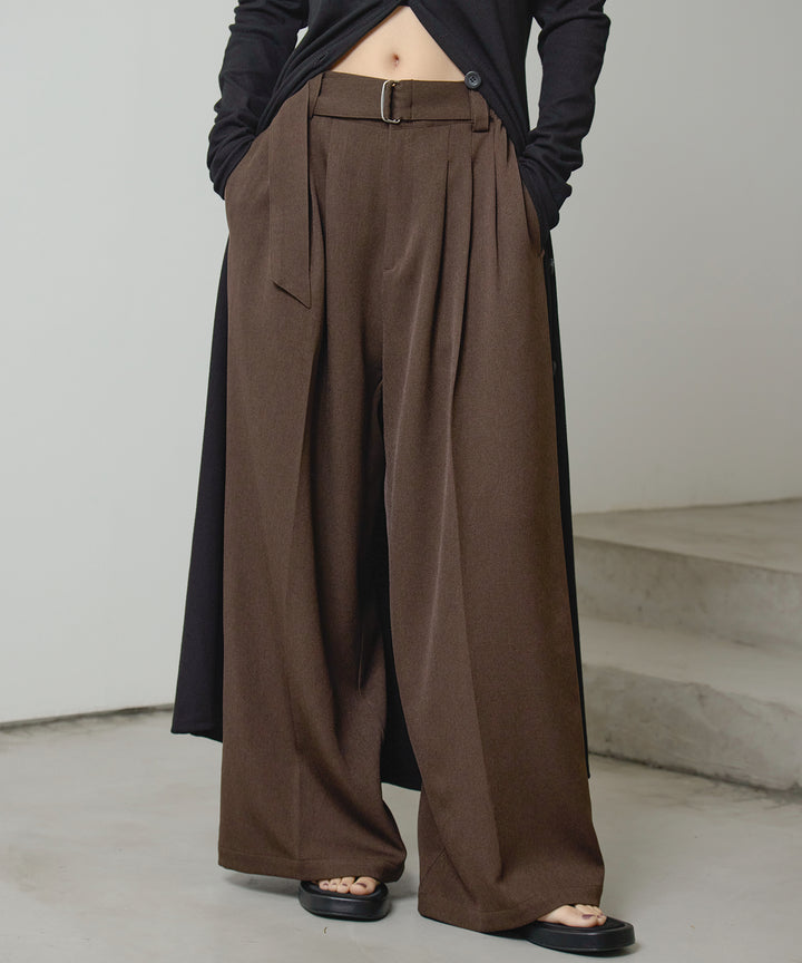 (eliuu)Twill Tuck Belt Slacks