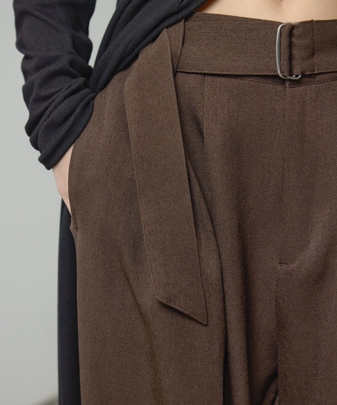 (eliuu)Twill Tuck Belt Slacks