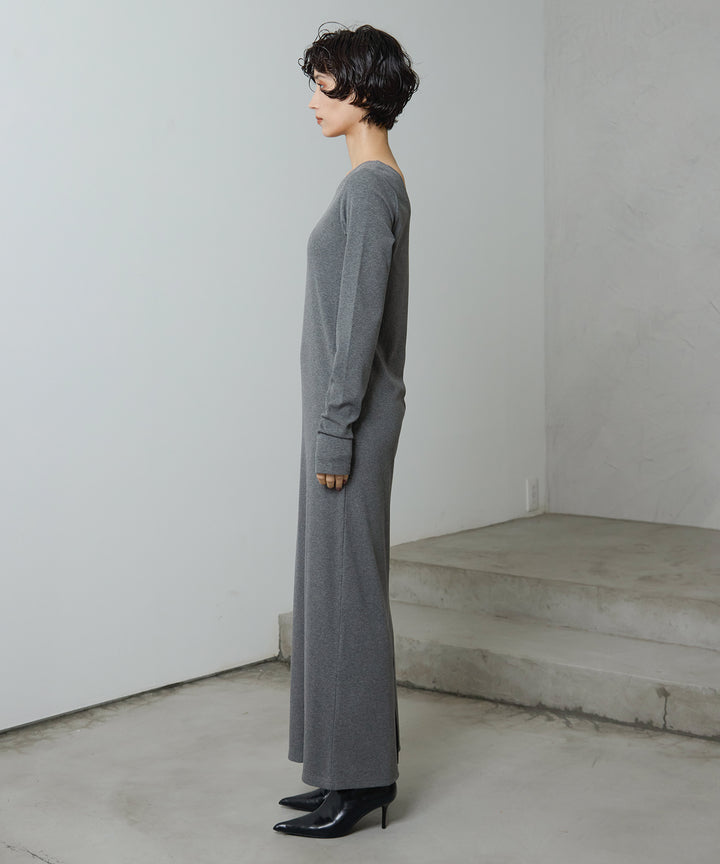 (eliuu)Rib Long Sleeve Onepiece