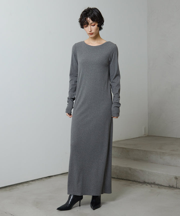 (eliuu)Rib Long Sleeve Onepiece