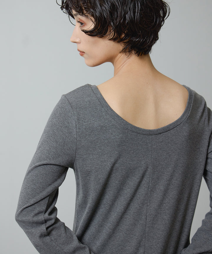 (eliuu)Rib Long Sleeve Onepiece