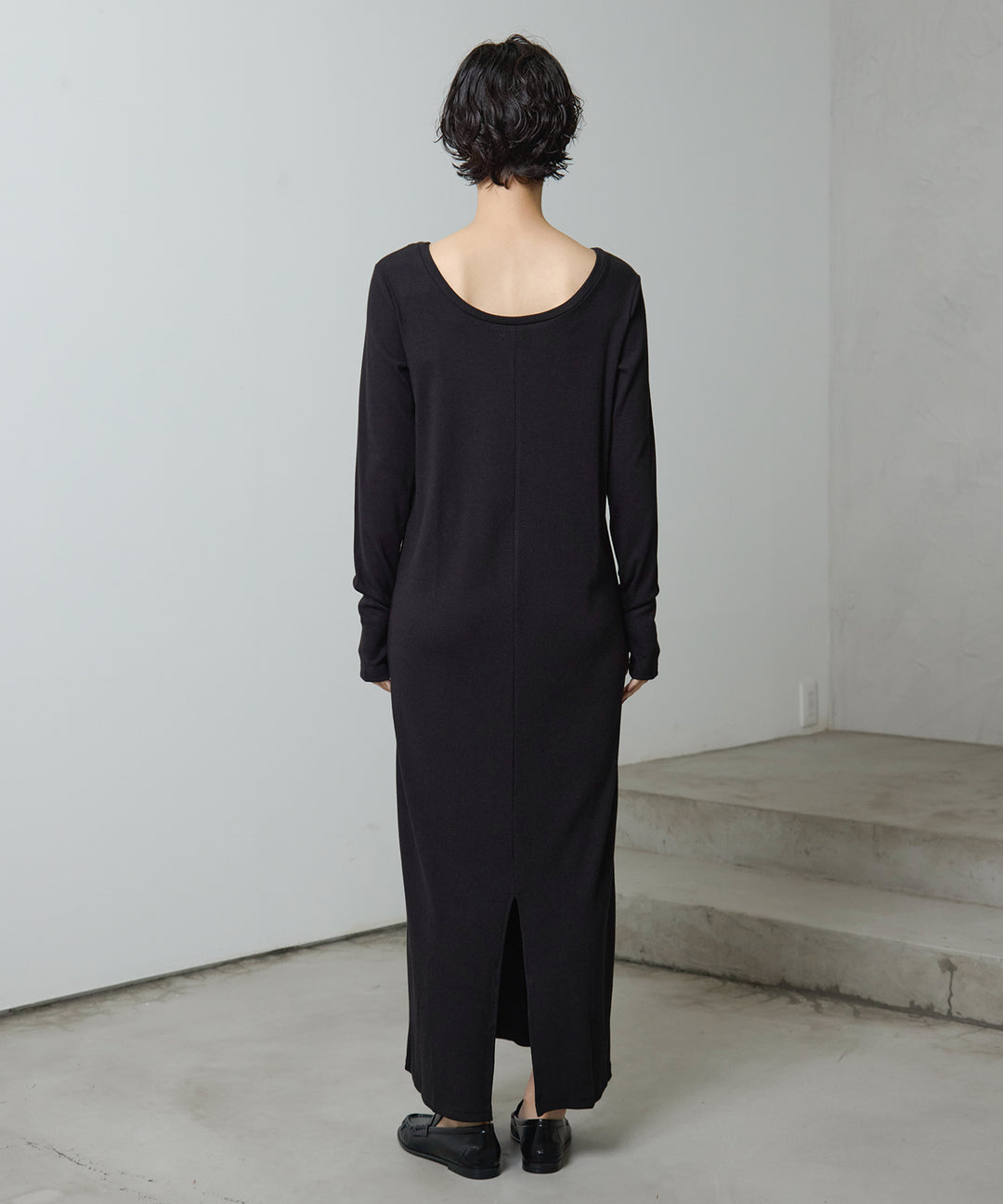 (eliuu)Rib Long Sleeve Onepiece