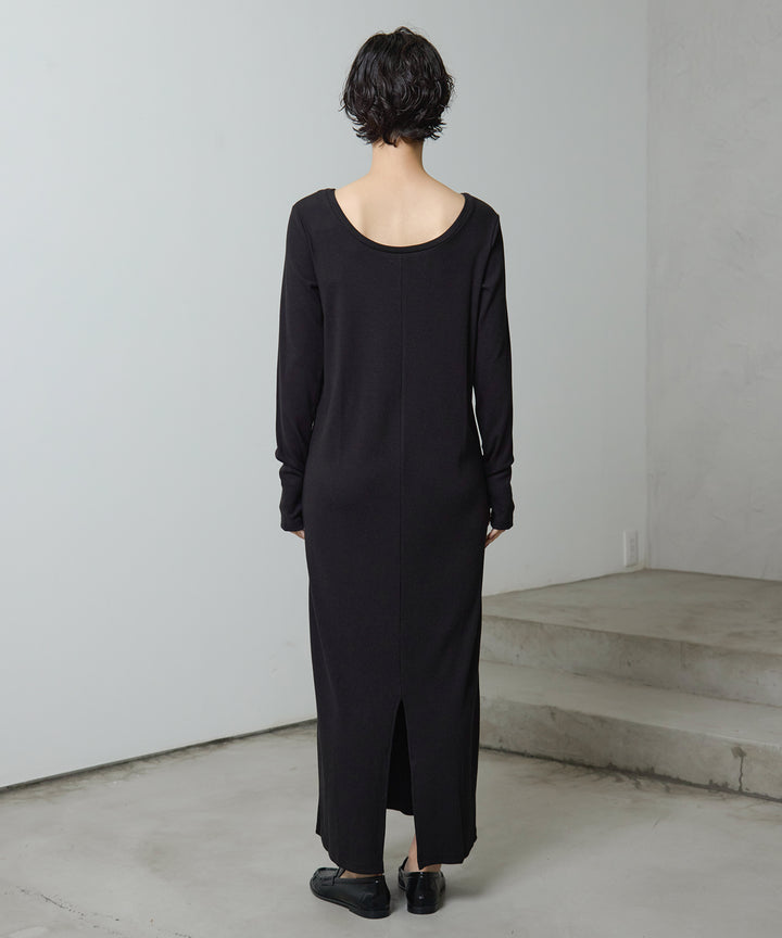(eliuu)Rib Long Sleeve Onepiece