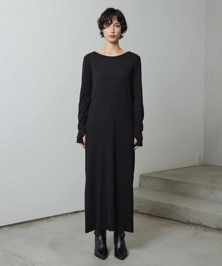 (eliuu)Rib Long Sleeve Onepiece