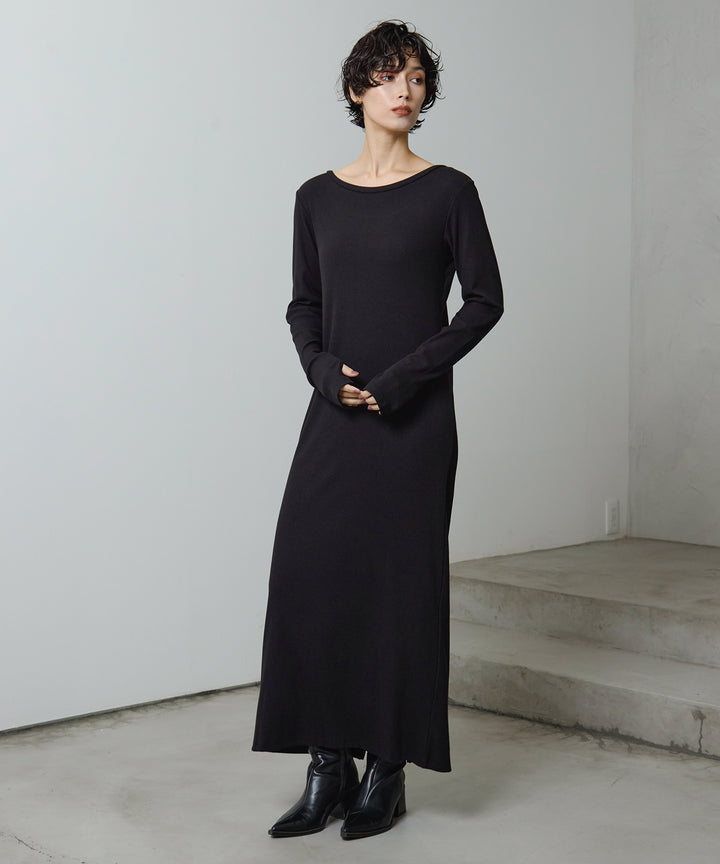 (eliuu)Rib Long Sleeve Onepiece