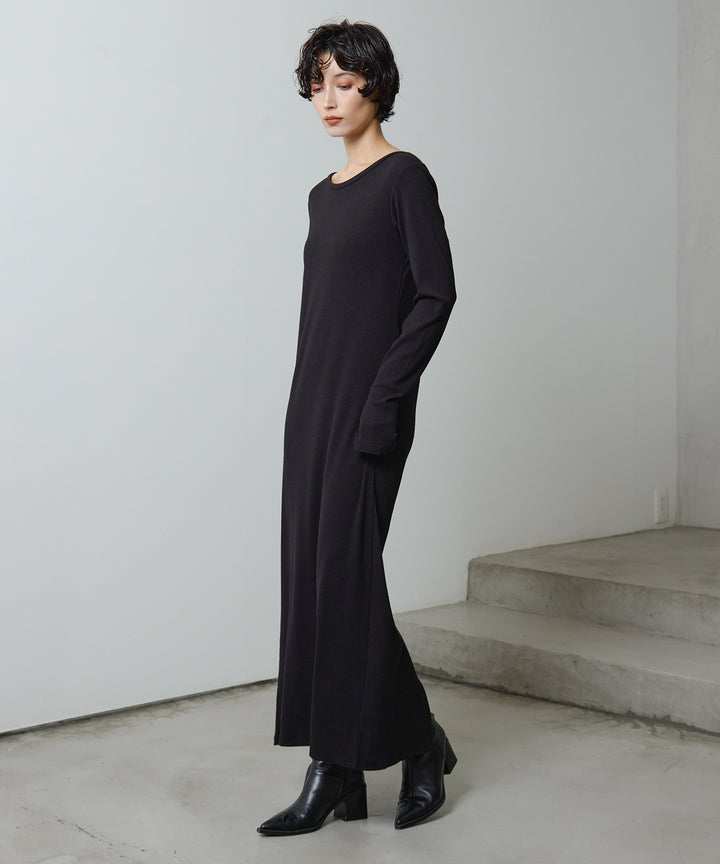 (eliuu)Rib Long Sleeve Onepiece