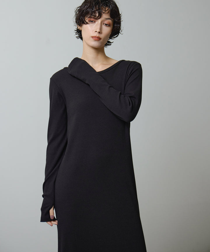 (eliuu)Rib Long Sleeve Onepiece