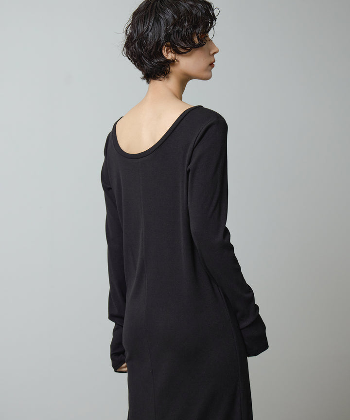 (eliuu)Rib Long Sleeve Onepiece