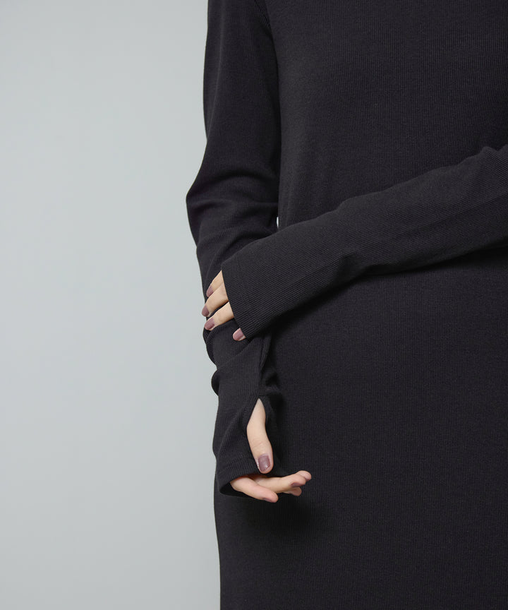 (eliuu)Rib Long Sleeve Onepiece