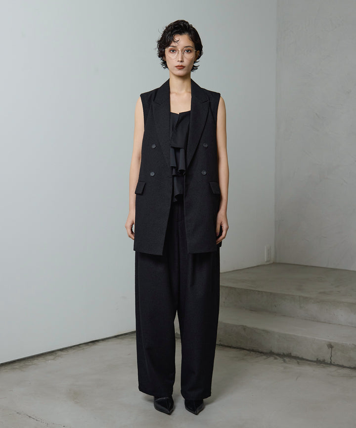 [3SET]Slub Tweed Gilet + Asymmetry Frill C/A + SlubTweedSlucks