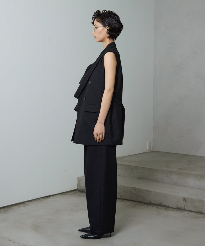[3SET]Slub Tweed Gilet + Asymmetry Frill C/A + SlubTweedSlucks