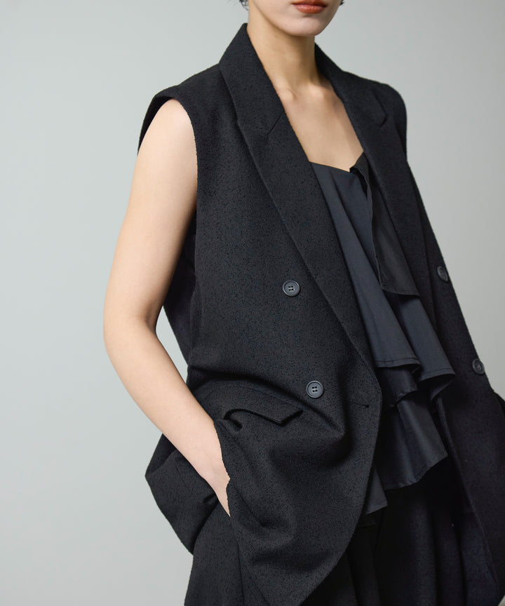 [3SET]Slub Tweed Gilet + Asymmetry Frill C/A + SlubTweedSlucks