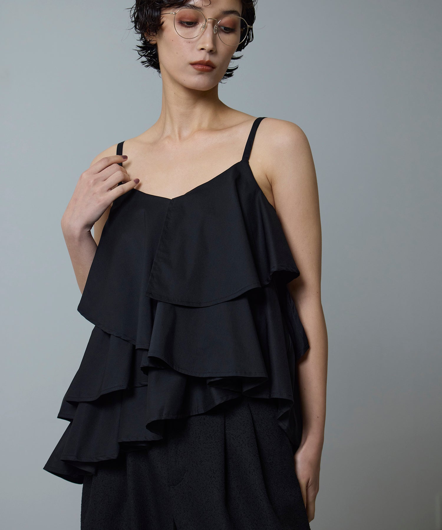 Èaphi TULLE ASYMMETRY FRILL CAMISOLE tulle-asymmetry-frill-