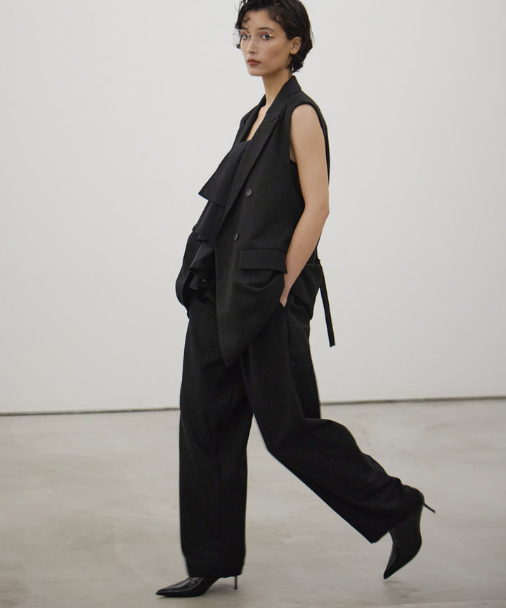 [3SET]Slub Tweed Gilet + Asymmetry Frill C/A + SlubTweedSlucks