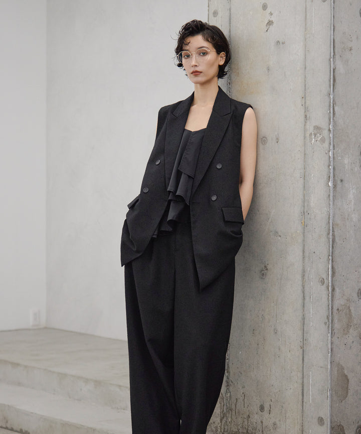 [3SET]Slub Tweed Gilet + Asymmetry Frill C/A + SlubTweedSlucks