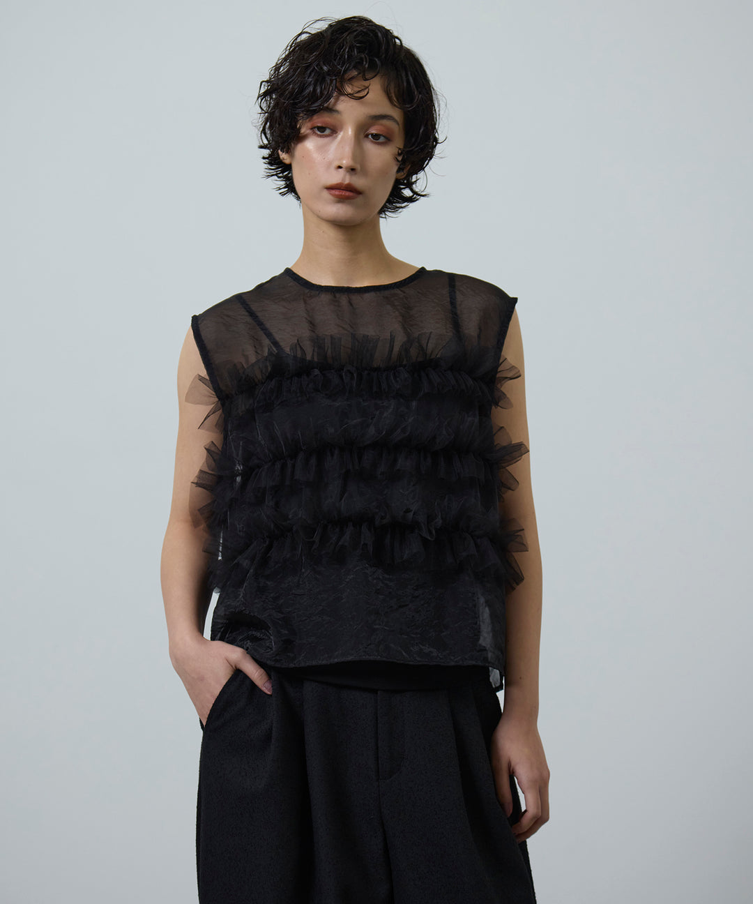 (eliuu)Sheer Frill Bustier