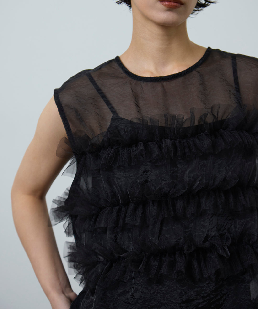 (eliuu)Sheer Frill Bustier