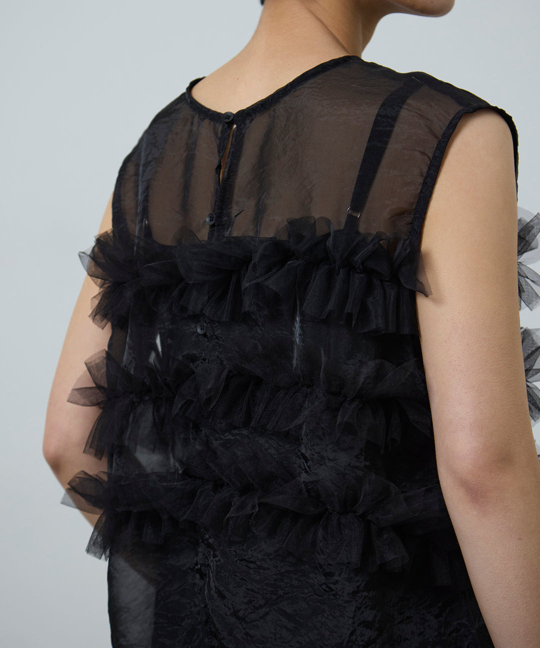 [3SET]Sheer Frill Bustier + Basic Cut Camisole + Slub Tweed Slucks