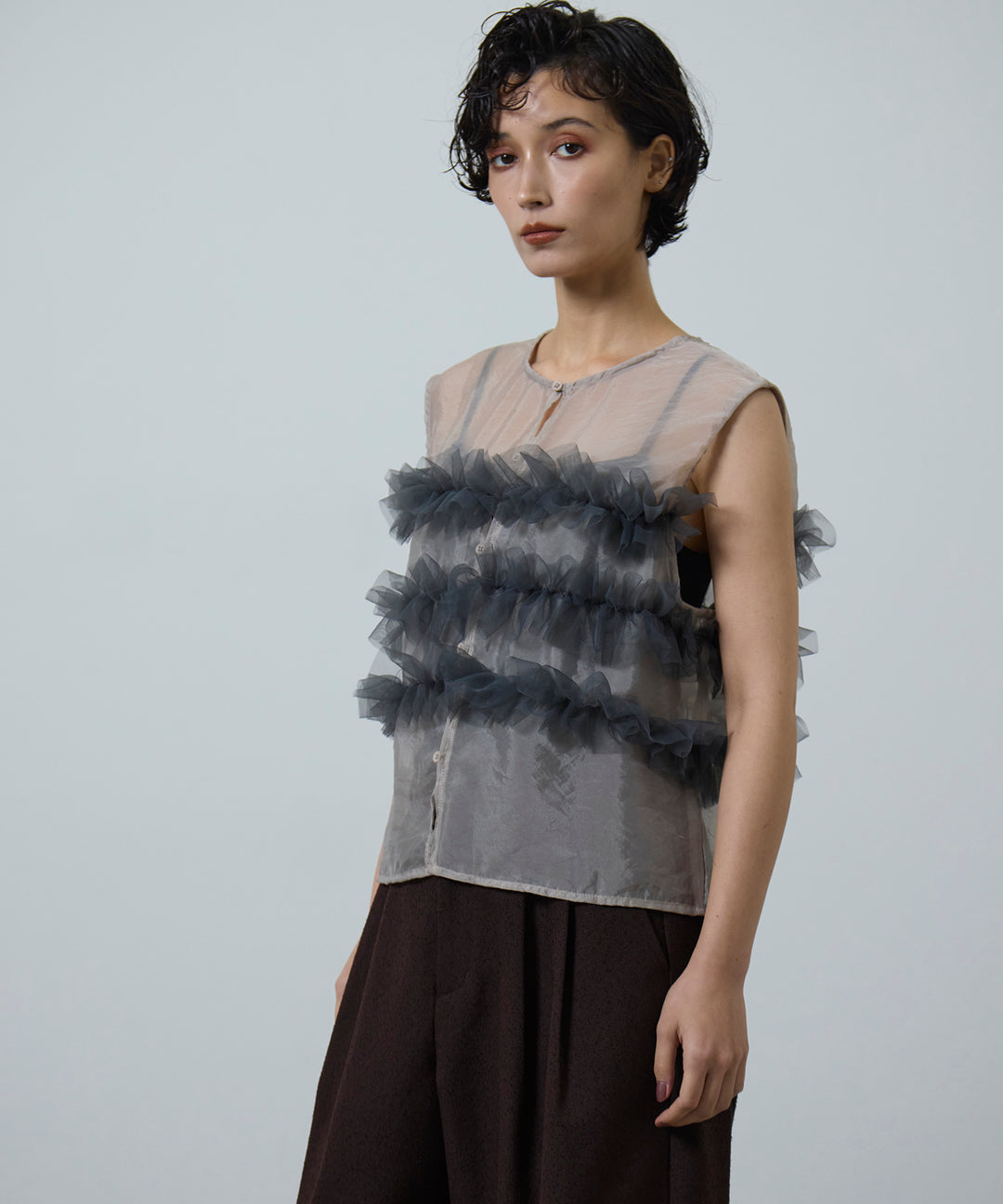 (eliuu)Sheer Frill Bustier