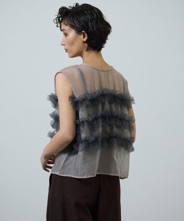 (eliuu)Sheer Frill Bustier