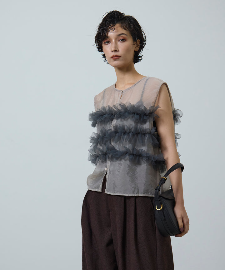 (eliuu)Sheer Frill Bustier