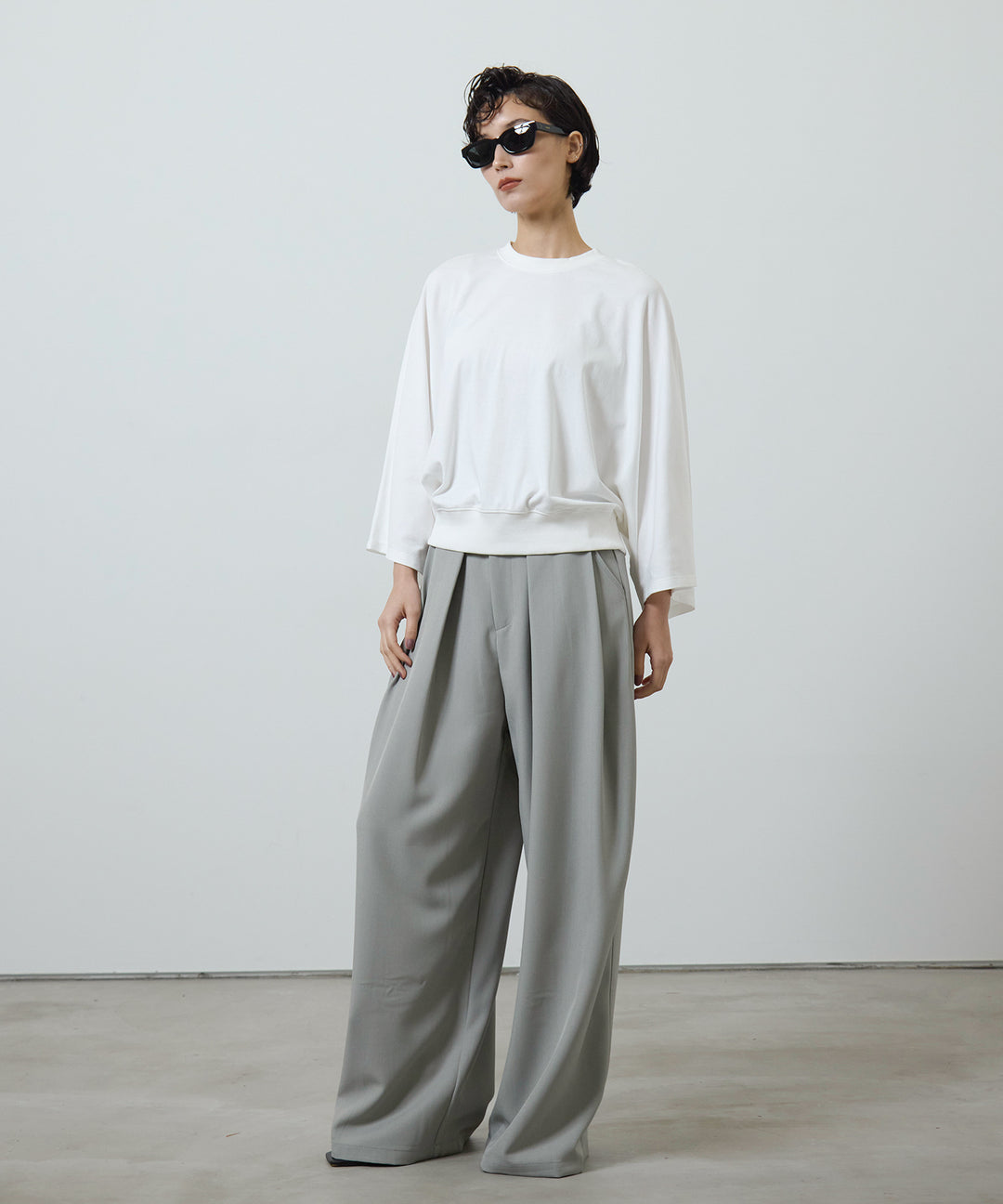 (eliuu)Slim Belt Flare Slacks