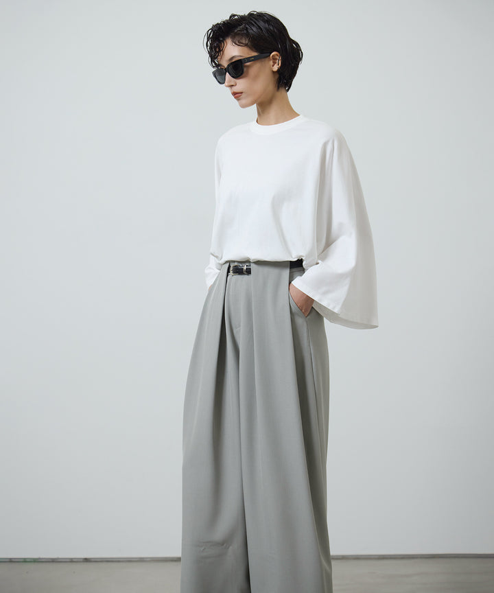 (eliuu)Slim Belt Flare Slacks