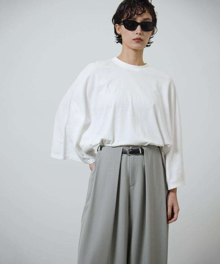 [2SET]KIMONO Wide Tee + Slim Belt Flare Slacks