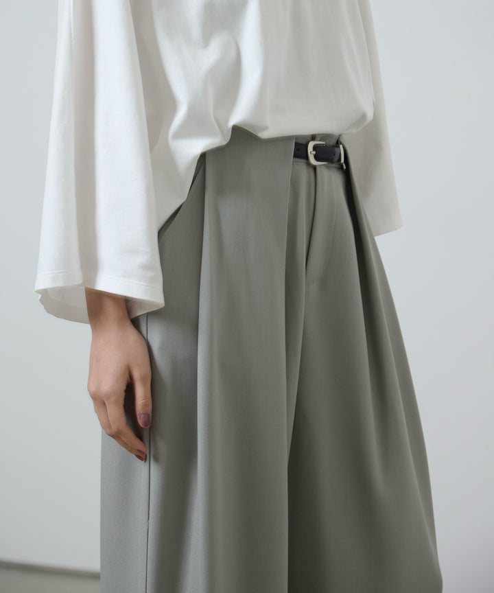 (eliuu)Slim Belt Flare Slacks