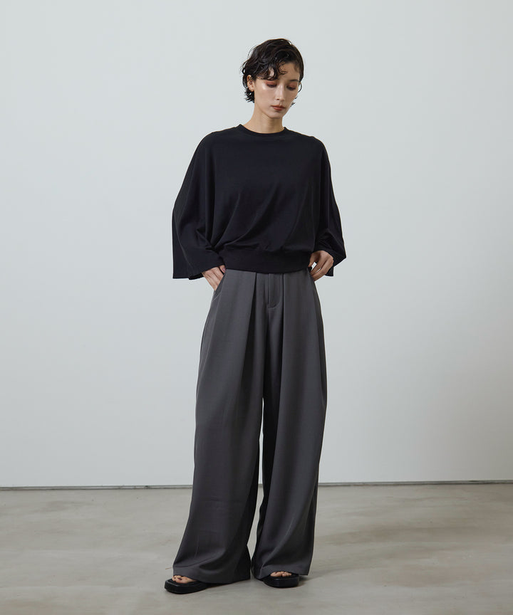 (eliuu)Slim Belt Flare Slacks