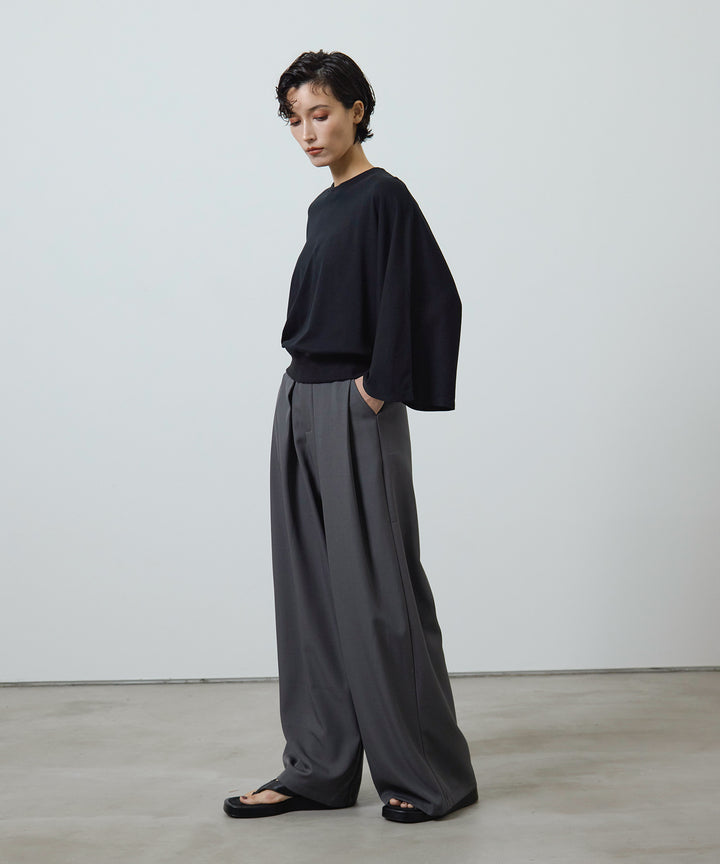 (eliuu)Slim Belt Flare Slacks