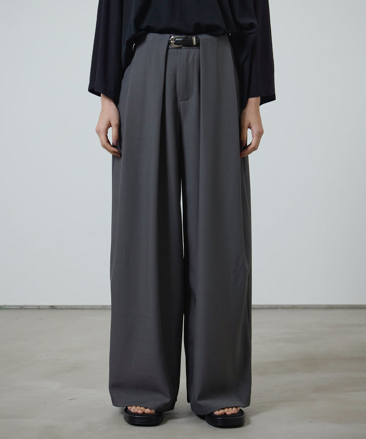 (eliuu)Slim Belt Flare Slacks