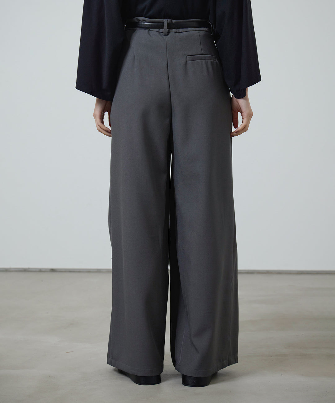 (eliuu)Slim Belt Flare Slacks
