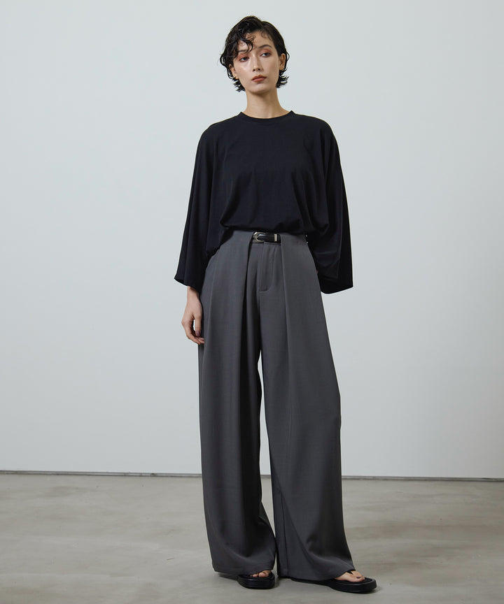(eliuu)Slim Belt Flare Slacks