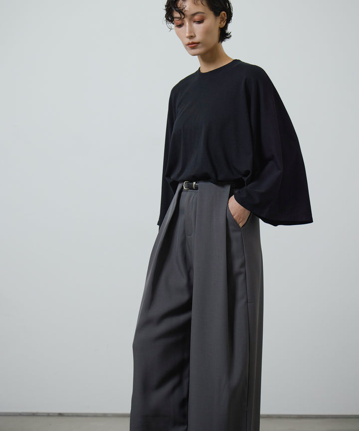(eliuu)Slim Belt Flare Slacks
