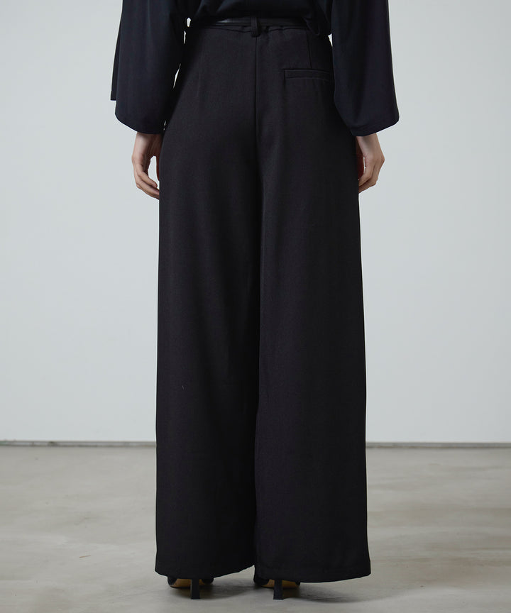 (eliuu)Slim Belt Flare Slacks