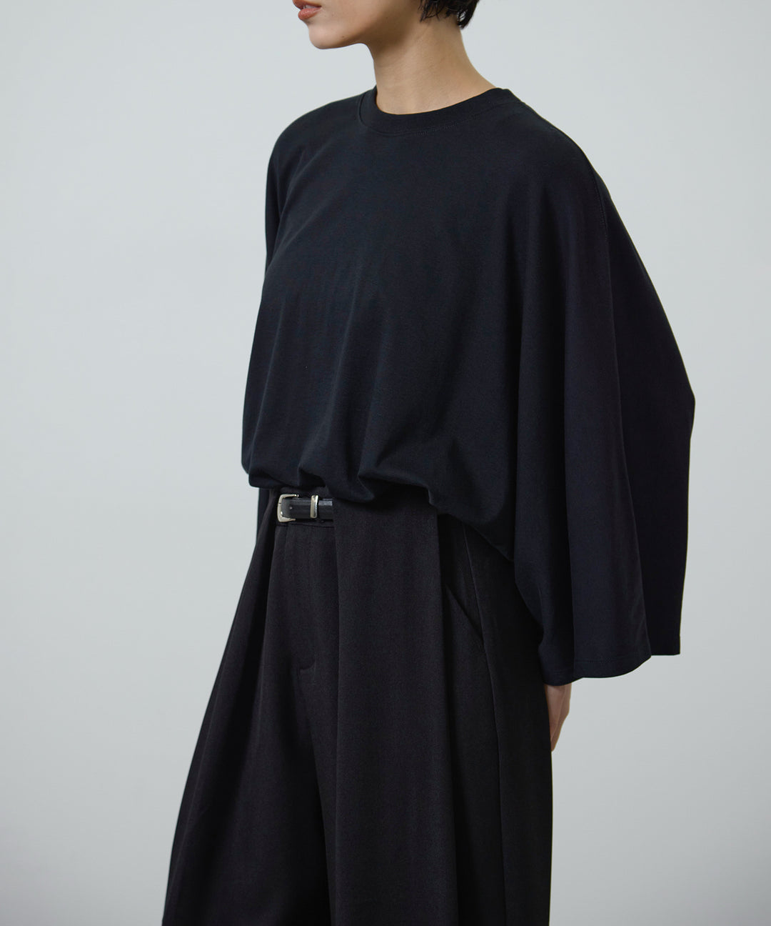 (eliuu)Slim Belt Flare Slacks