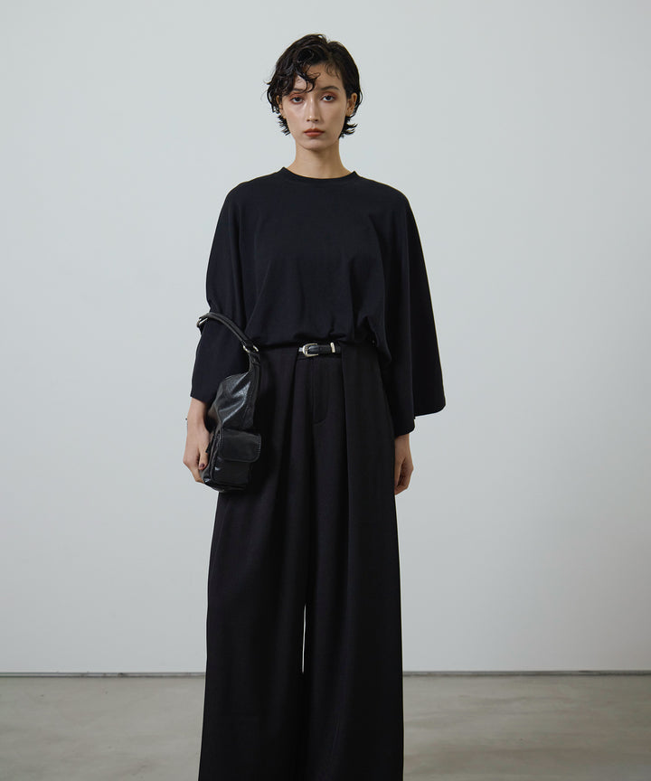 (eliuu)Slim Belt Flare Slacks