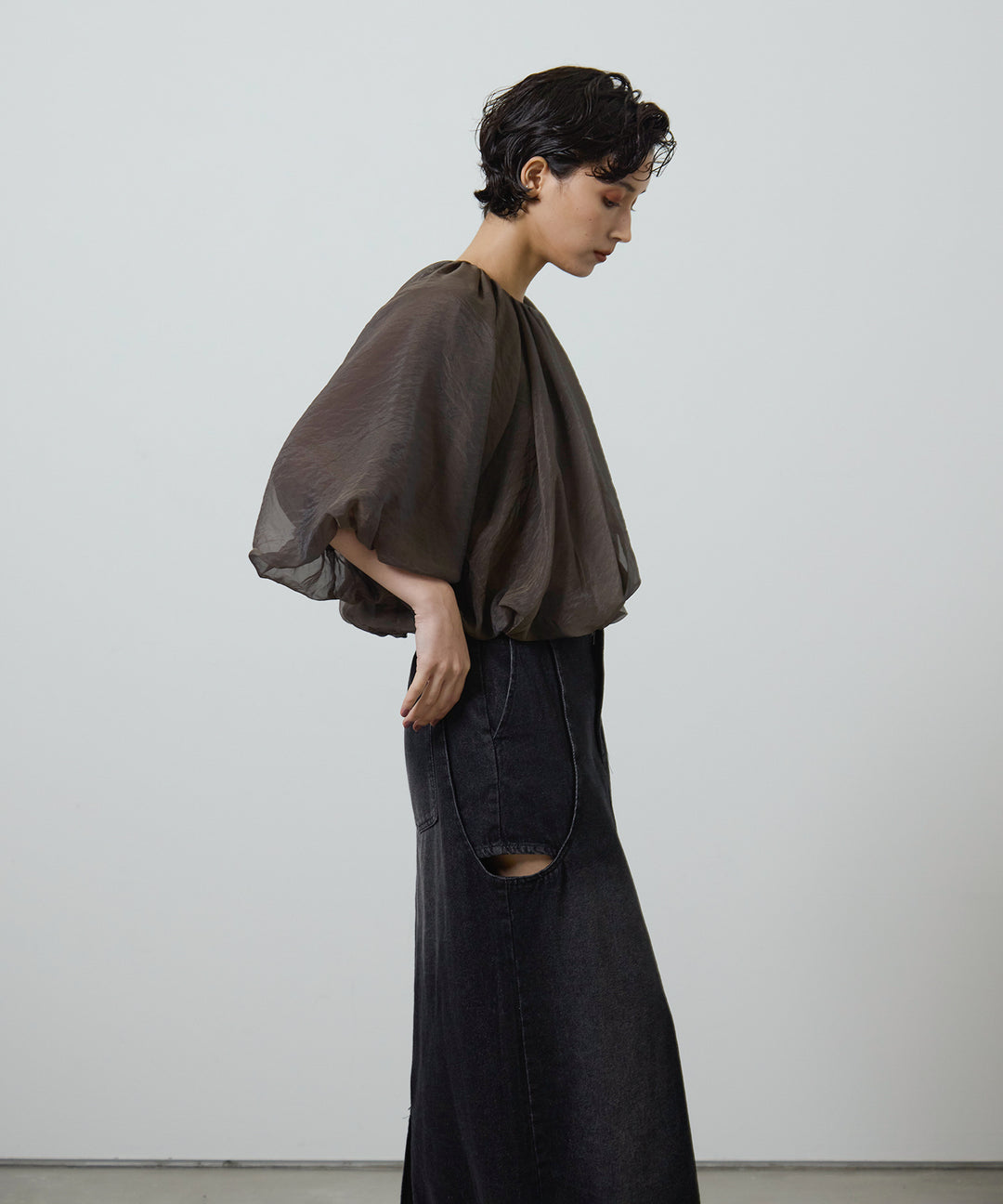 (eliuu)Hole Denim Skirt