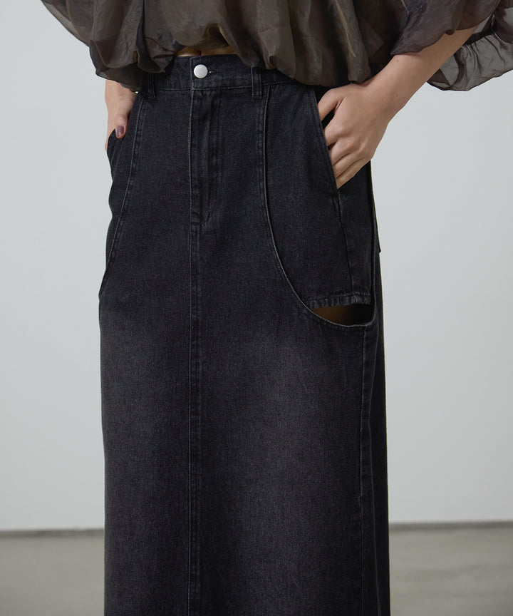 (eliuu)Hole Denim Skirt