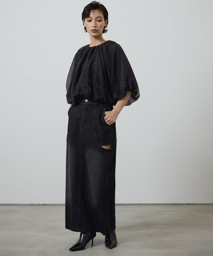 (eliuu)Hole Denim Skirt