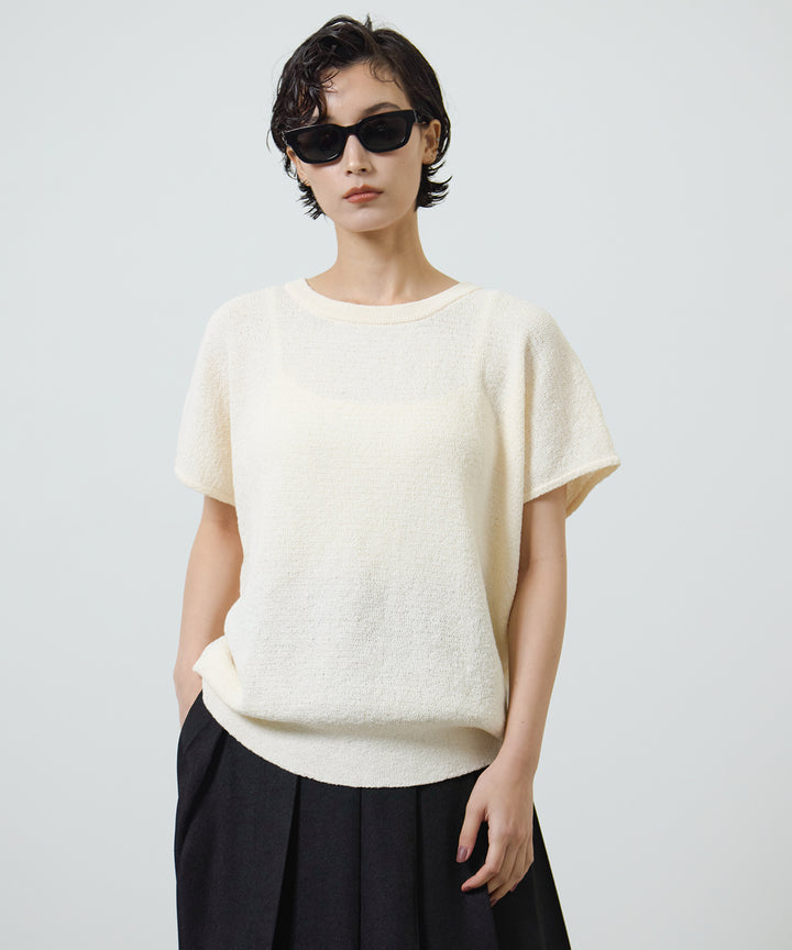 [2SET]Boucle Loose Knit + Pleated Long Skirt