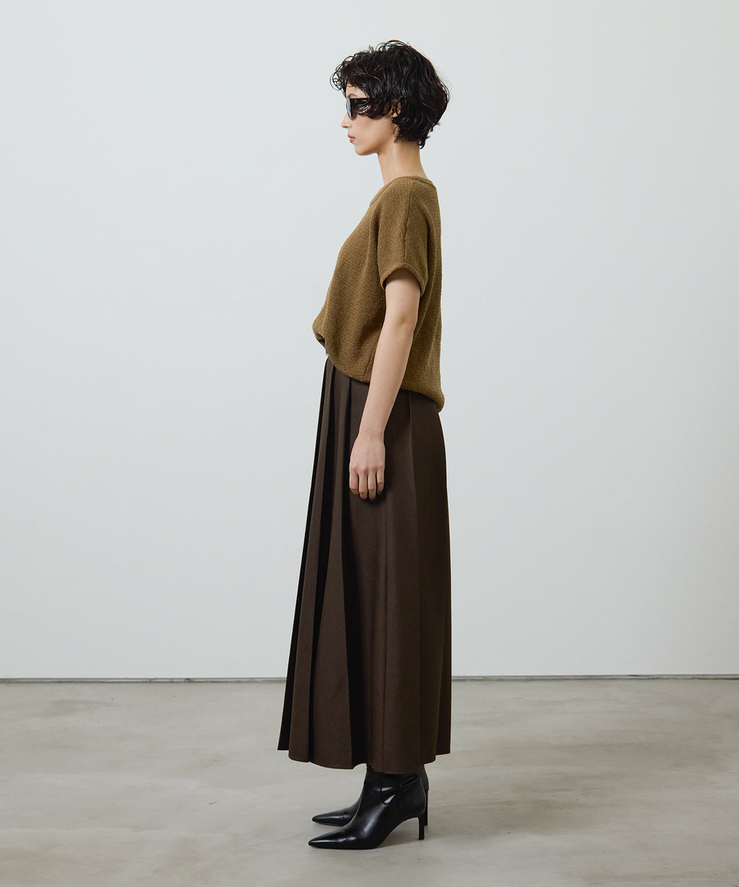 (eliuu)Pleated Long Skirt