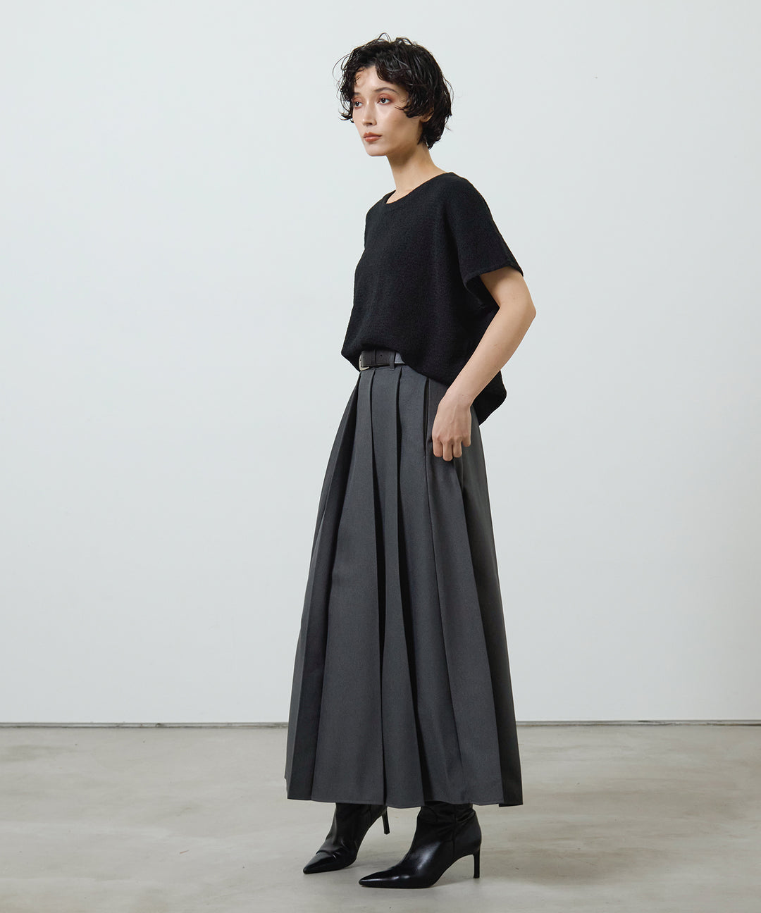 (eliuu)Pleated Long Skirt