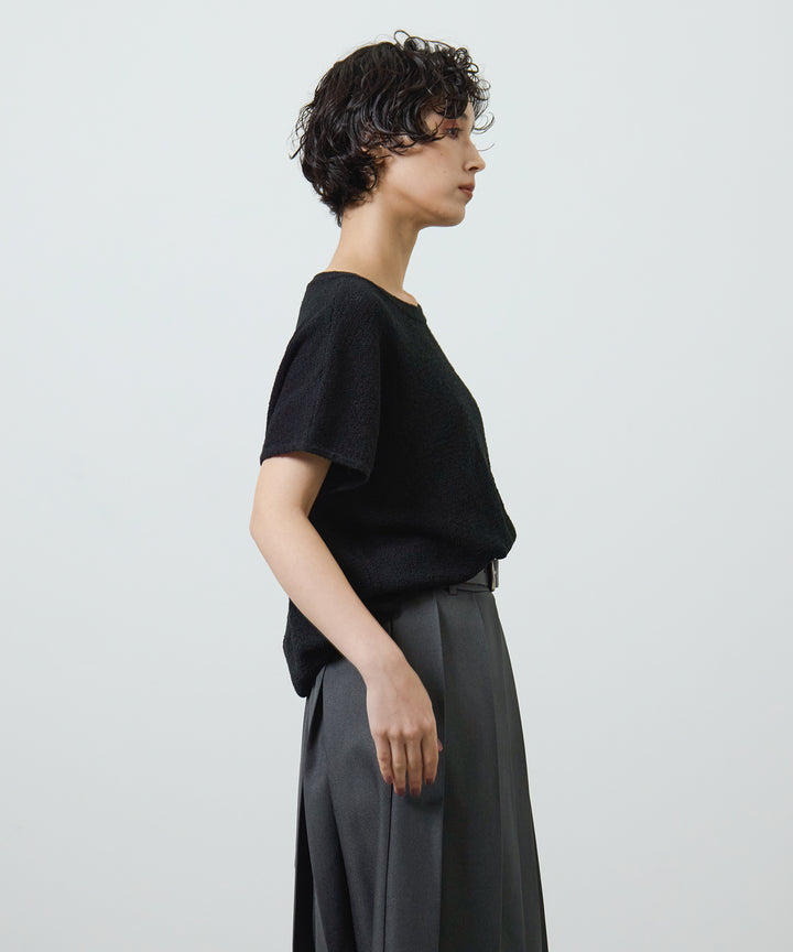 [2SET]Boucle Loose Knit + Pleated Long Skirt