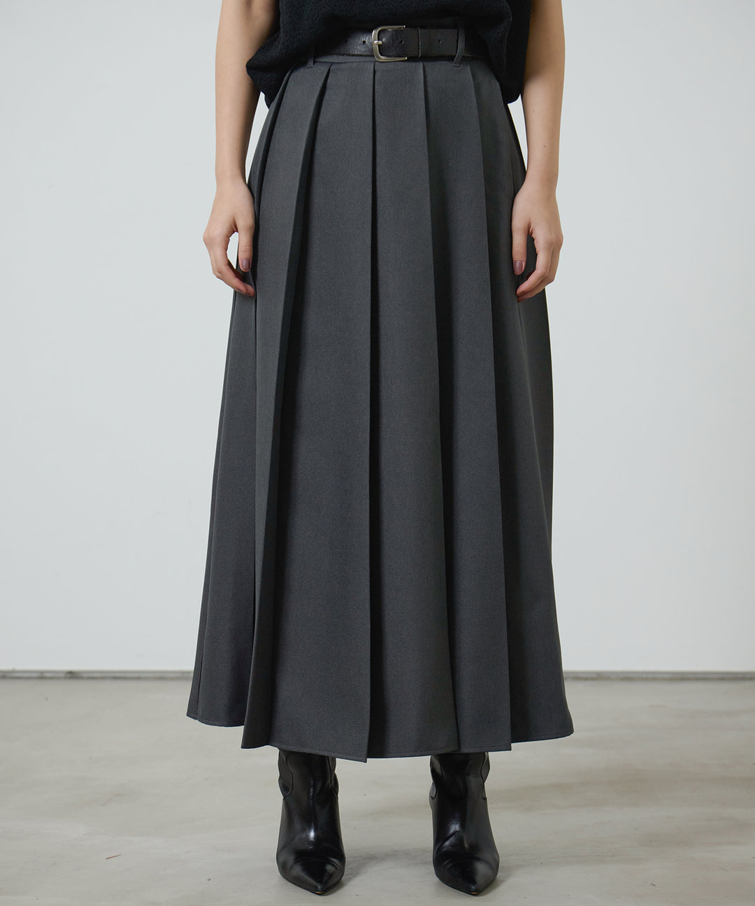(eliuu)Pleated Long Skirt