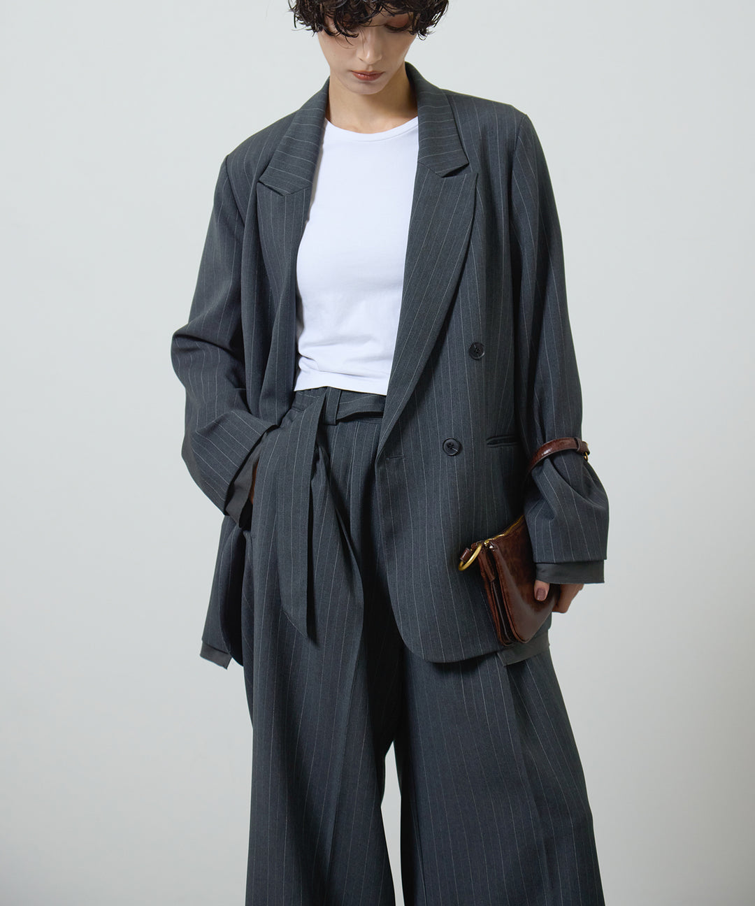 (eliuu)Twill Tuck Belt Slacks