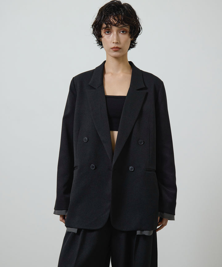 [2SET]Twill Double Jacket + Twill Tuck Belt Slacks